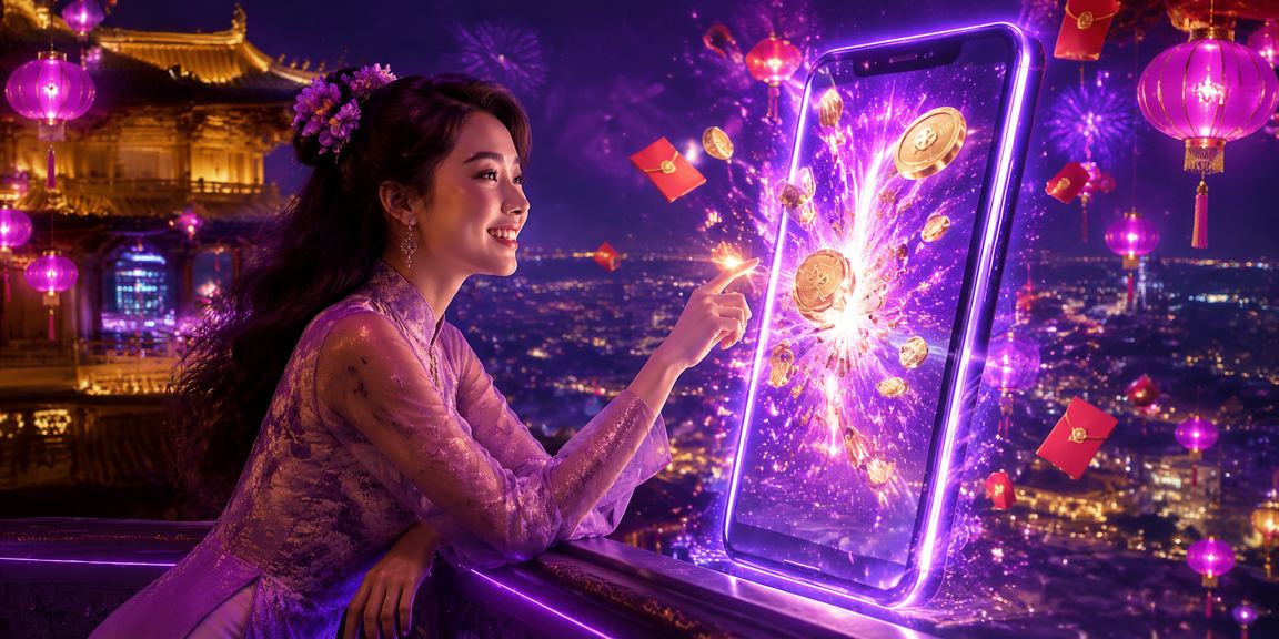 Đèn lồng Huế và phong bì đỏ may mắn biểu tượng cho jackpot lễ hội Việt Nam