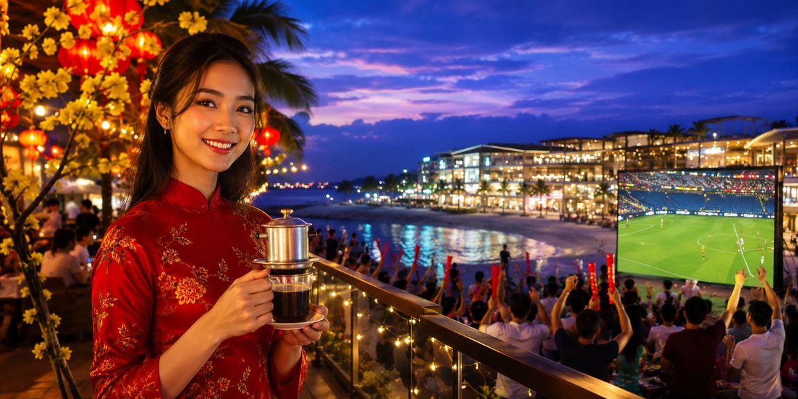 Người dùng xem cá cược bóng đá tại Phú Quốc bên tách cà phê buổi sáng trên điện thoại